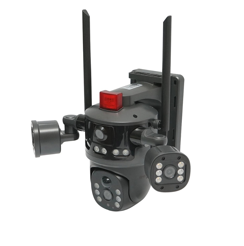 amera supraveghere Ai 4G, cu 3 obiective, panou solar 8W, rotativa 360 PTZ, detectie umana, infrarosu, alarma si aplicatie V380 Pro
