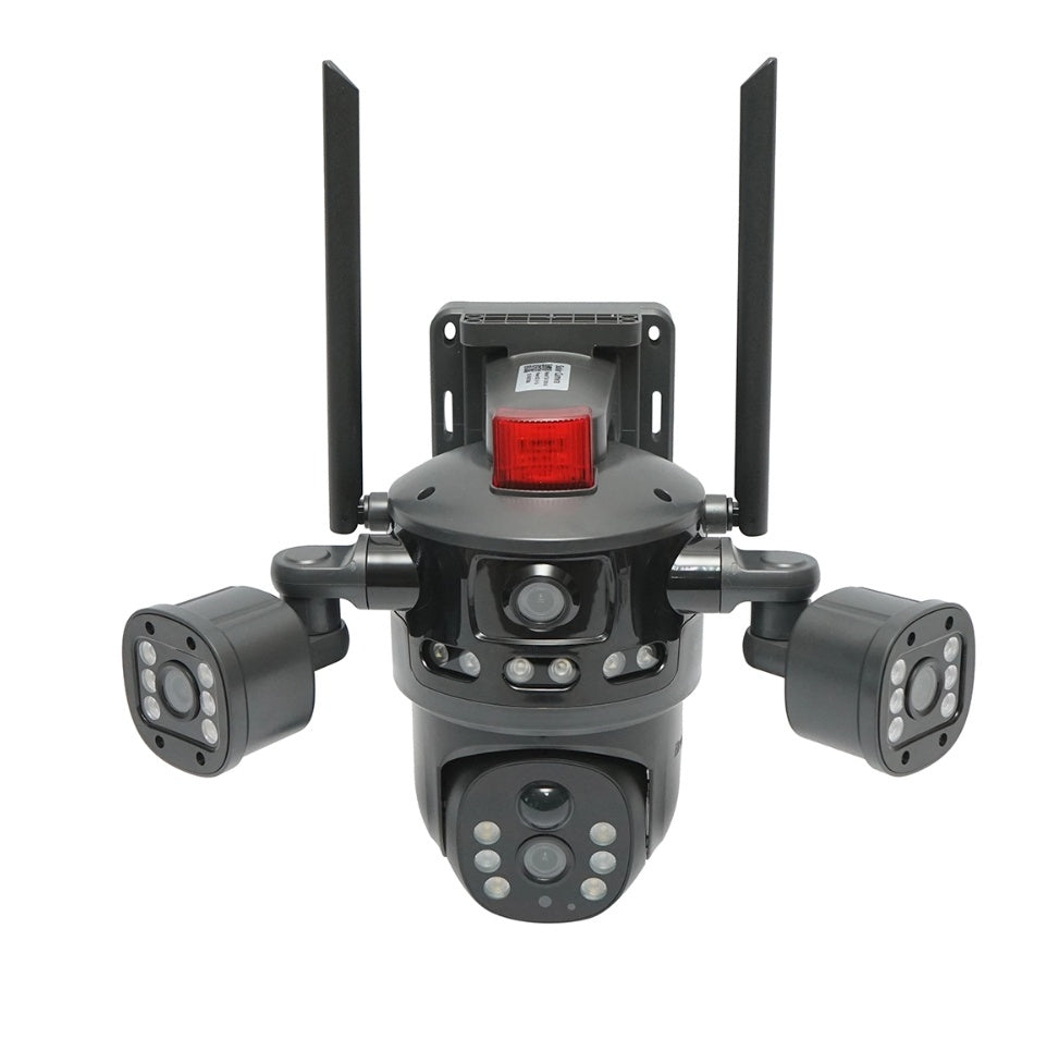 amera supraveghere Ai 4G, cu 3 obiective, panou solar 8W, rotativa 360 PTZ, detectie umana, infrarosu, alarma si aplicatie V380 Pro