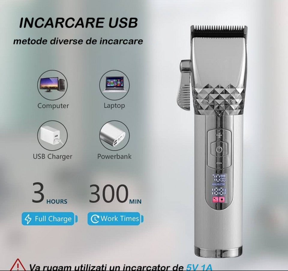 Aparat de tuns Andowl Q-LF868, lame ceramice, pe acumulator, accesorii