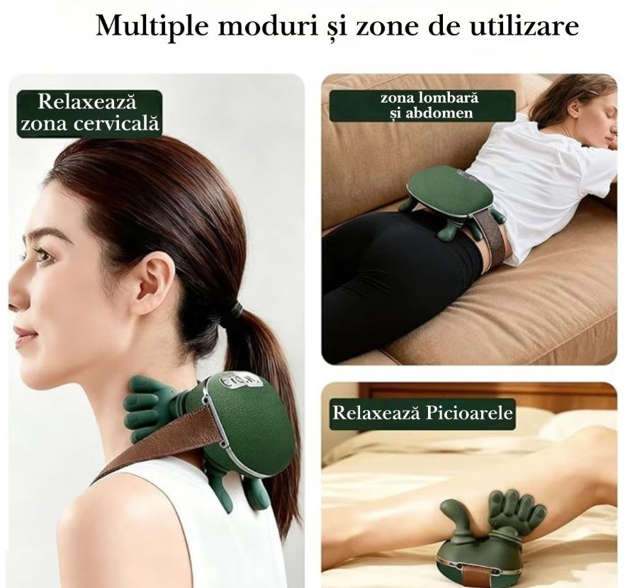 Aparat Masaj Cervical pentru Gat, Umeri, Picioare si Abdomen, Deep TISSUE, 4D cu Incalzire, Profesional, Fara fir, Imita Mana