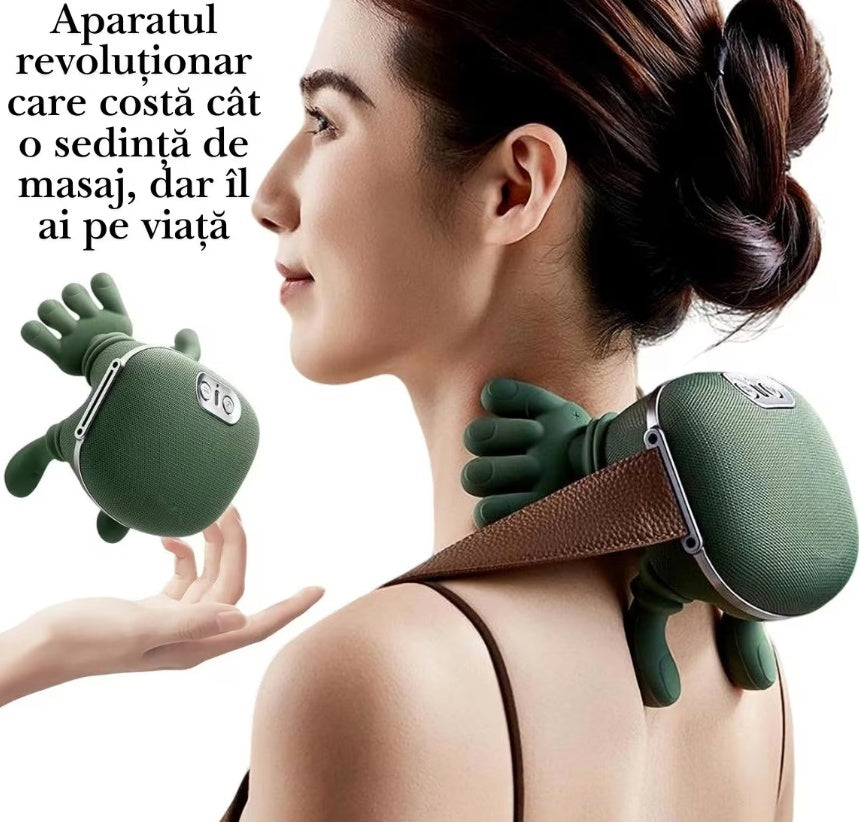 Aparat Masaj Cervical pentru Gat, Umeri, Picioare si Abdomen, Deep TISSUE, 4D cu Incalzire, Profesional, Fara fir, Imita Mana