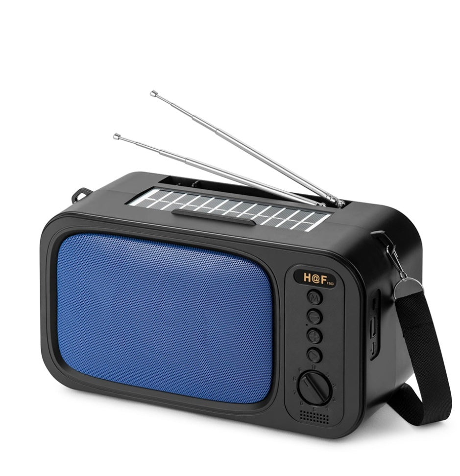 Boxă Portabilă Bluetooth cu Încărcare Solară Duală, 8W, Radio FM, LED – Outdoor & Camping