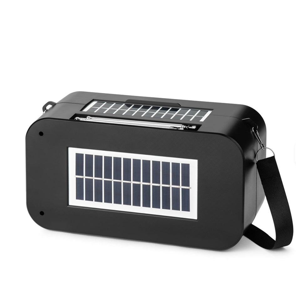 Boxă Portabilă Bluetooth cu Încărcare Solară Duală, 8W, Radio FM, LED – Outdoor & Camping