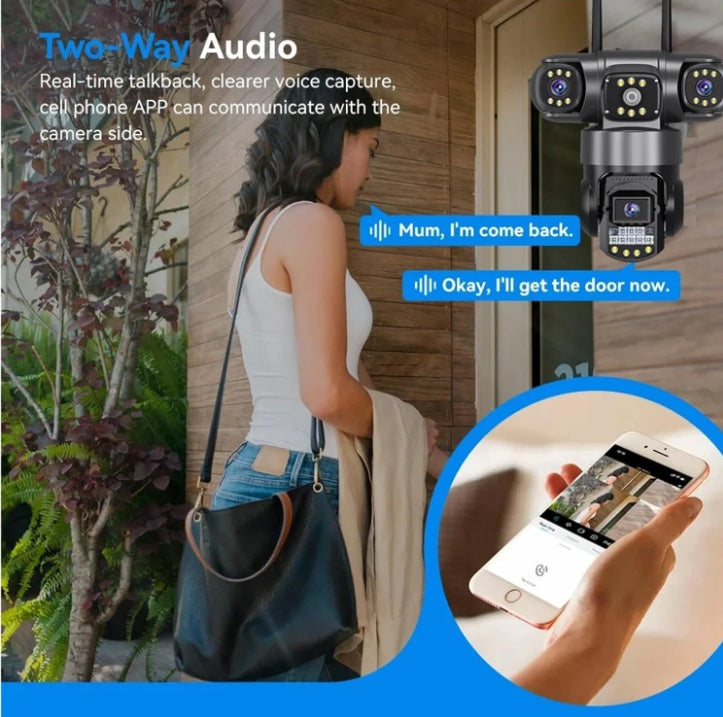 Camera 12MP Full HD, 3 zone supravegheate simultan, Detectarea miscarii, Comunicare bidirectionala, Vedere nocturna, Stocare prin card SD/Cloud
