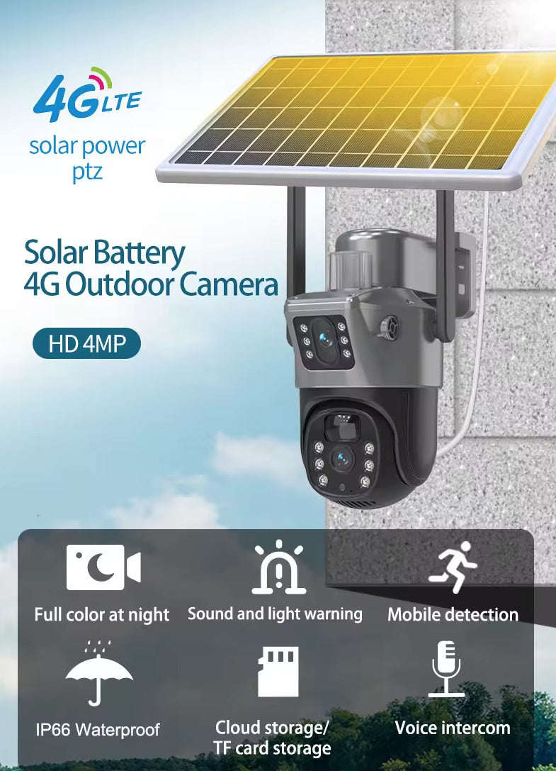 CAMERA DE SUPRAVEGHERE DUBLA 8MP CU PANOU SOLAR CARTELA SIM 4G