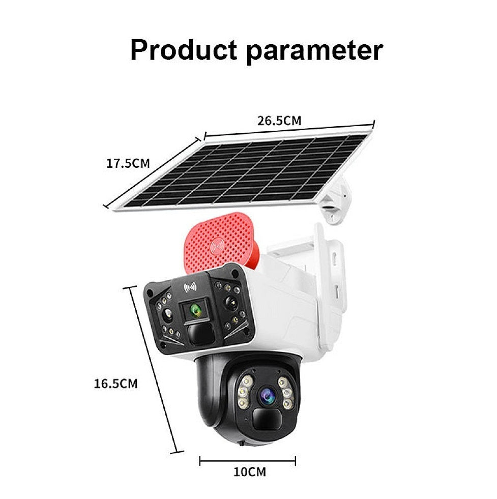 Camera De Supraveghere Dubla, Panou Solar, Conexiune 5G SIM Slot, 8MP FULL HD, 355°, Impermeabil, Alarma, Tracking, Microfon