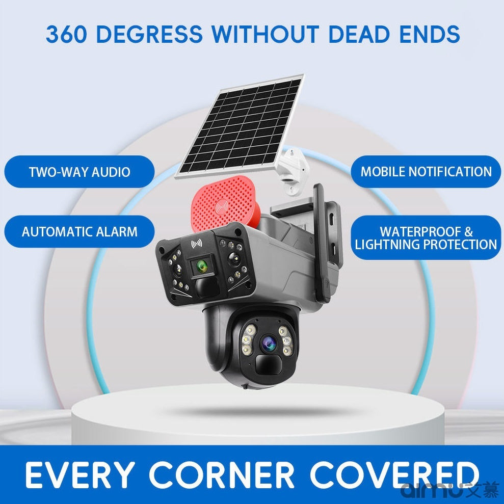 Camera De Supraveghere Dubla, Panou Solar, Conexiune 5G SIM Slot, 8MP FULL HD, 355°, Impermeabil, Alarma, Tracking, Microfon