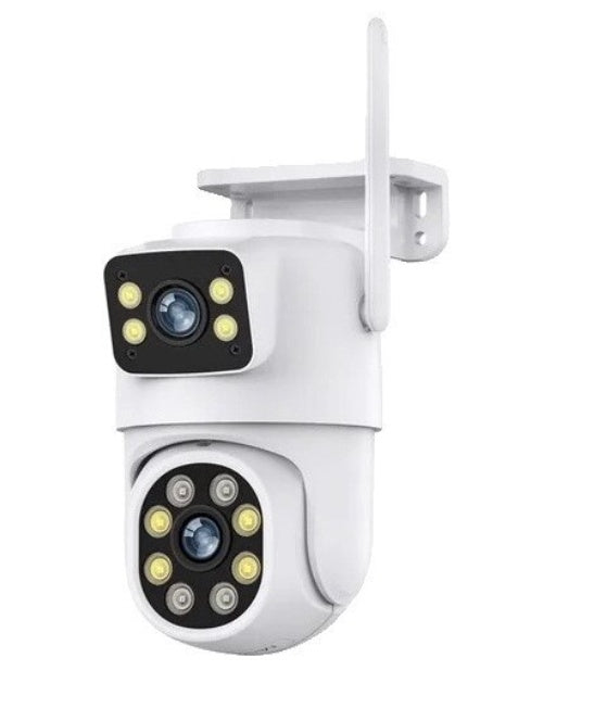 Camera de supraveghere exterior dubla, 8MP 4K, Detectare umana AI, Auto Tracking, IP66, wireless
