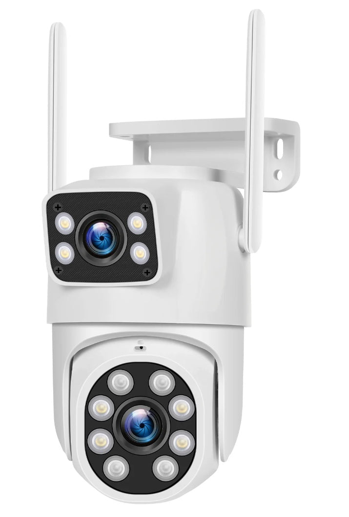 Camera de supraveghere exterior dubla, 8MP 4K, Detectare umana AI, Auto Tracking, IP66, wireless