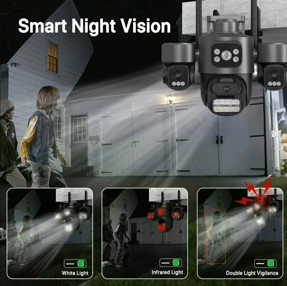 Cameră de Supraveghere WiFi 15MP cu 3 Lentile și Auto Tracking