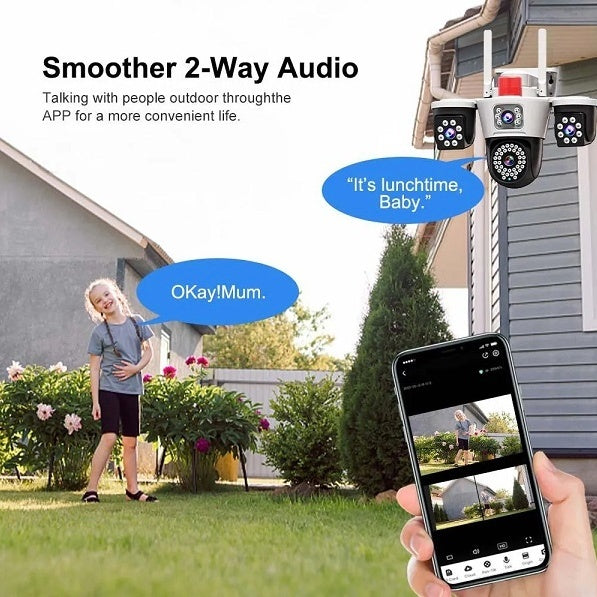 CAMERA SUPRAVEGHERE 4K 12MP CU 3 LENTILE + WIFI 5G + CABLU UTP