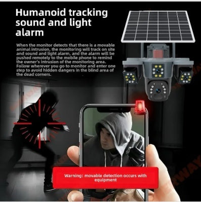 CAMERA SUPRAVEGHERE CU PANOU SOLAR 4K 12MP CU 3 LENTILE + 4G