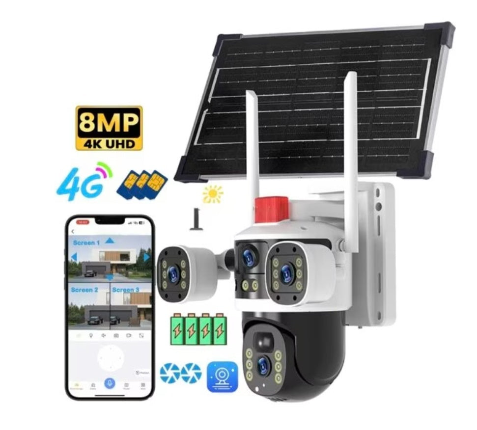 Camera Supraveghere Solara 16MP, UltraHD, Rotativa 360, 4G, Panou Solar