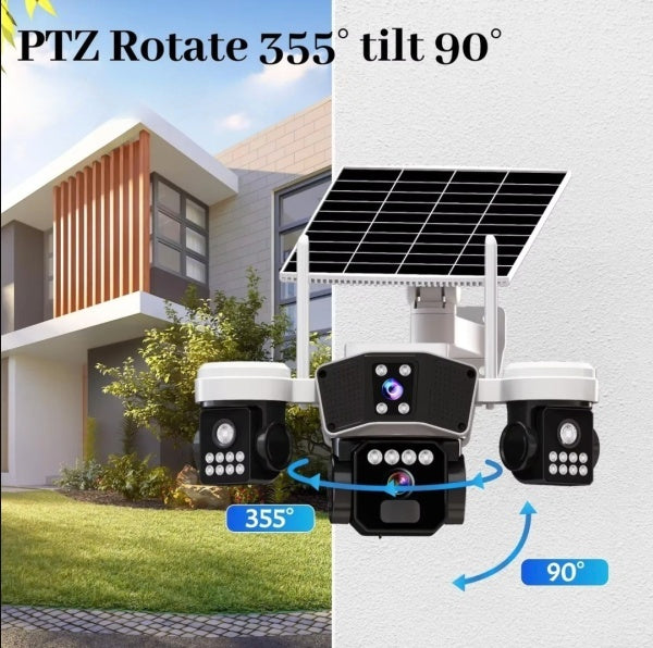Camera Supraveghere Solara 9MP, UltraHD, Rotativa 360, 4G, Panou Solar