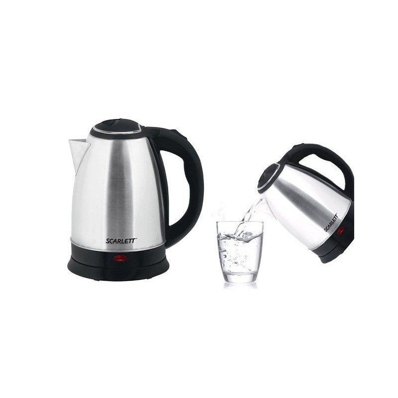 Cana Fierbator Scarlett, Inox, 1500W, 2 L, Declansare Automata, Inox/Negru