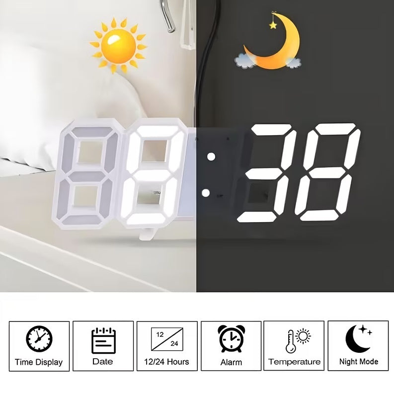 Ceas digital LED 3D cu calendar, alarmă și afișaj de temperatură