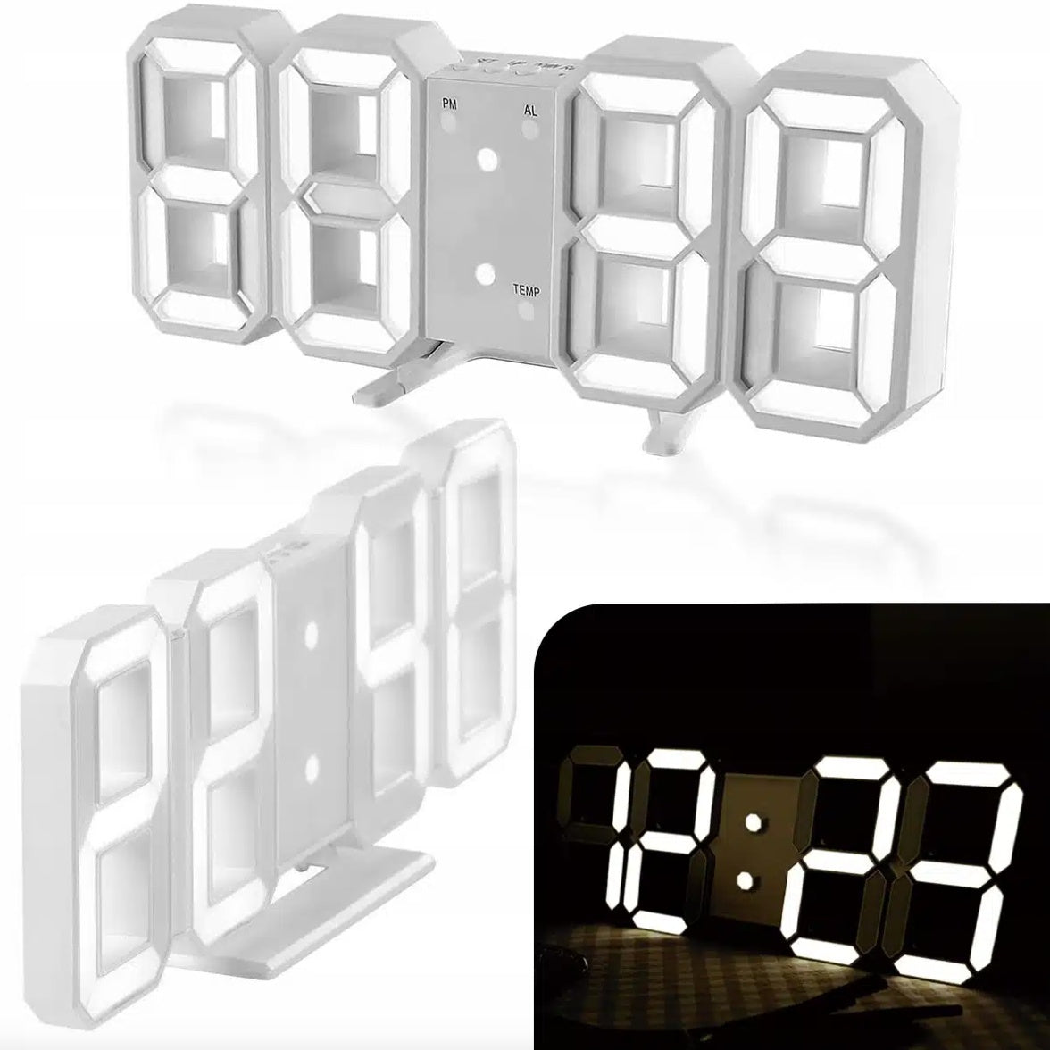 Ceas digital LED 3D cu calendar, alarmă și afișaj de temperatură