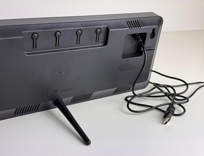 Ceas digital LED de perete/masa, ecran mare de 35x13 cm, Ora/Data/Ziua/Temperatura, Bluetooth