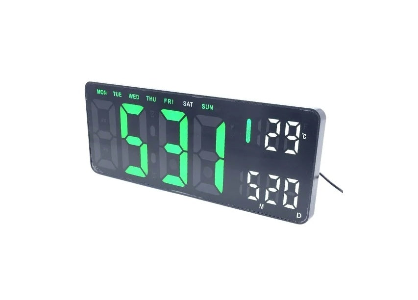 Ceas digital LED de perete/masa, ecran mare de 35x13 cm, Ora/Data/Ziua/Temperatura, Bluetooth