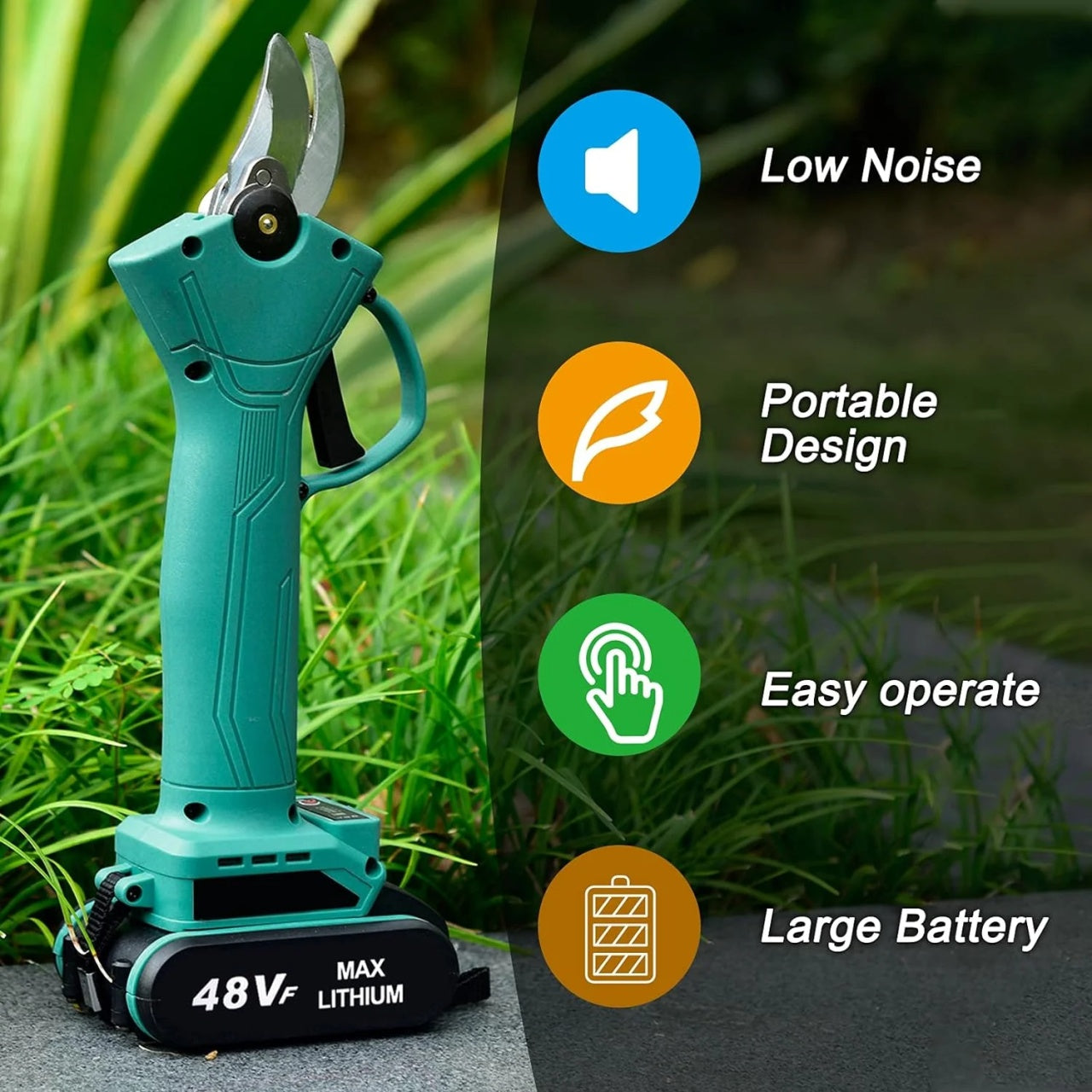 Cleste electric pentru vita de vie si crengi, 2 acumulatori 2Ah