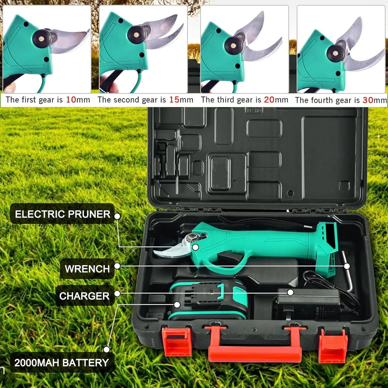 Cleste electric pentru vita de vie si crengi, 2 acumulatori 2Ah
