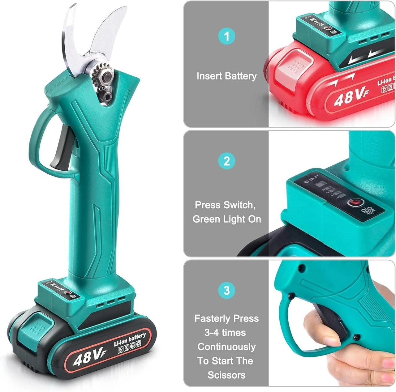 Cleste electric pentru vita de vie si crengi, 2 acumulatori 2Ah