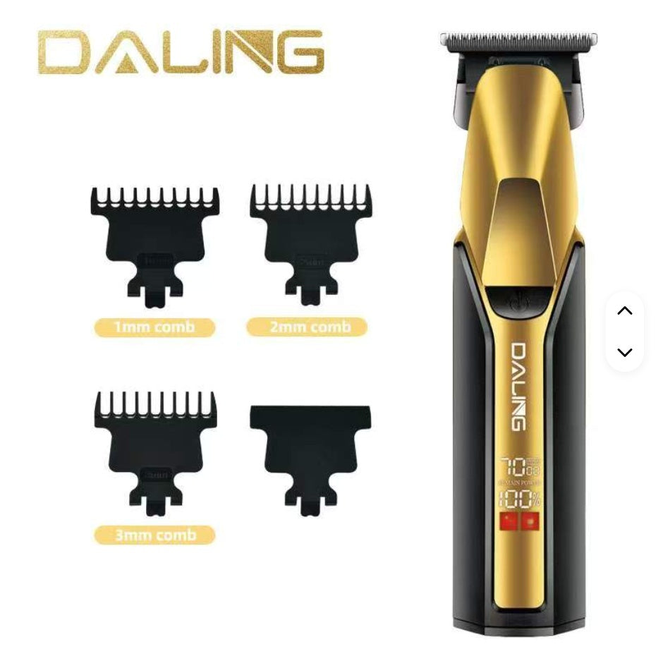 DALING DL-0078 Mașină de tuns profesională pentru salon de coafură, tunsoare pentru bărbați, trimmer din oțel fin, cap de tăiere cu afișaj LED
