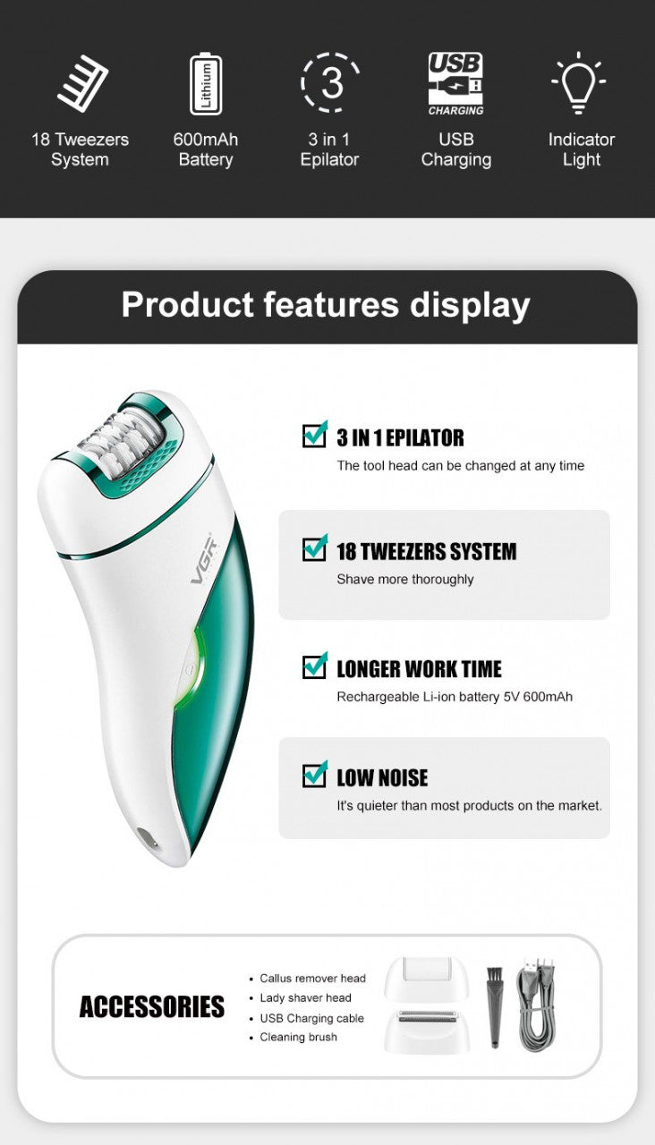 EPILATOR PORTABIL ELECTRIC VGR V-731 3in1
