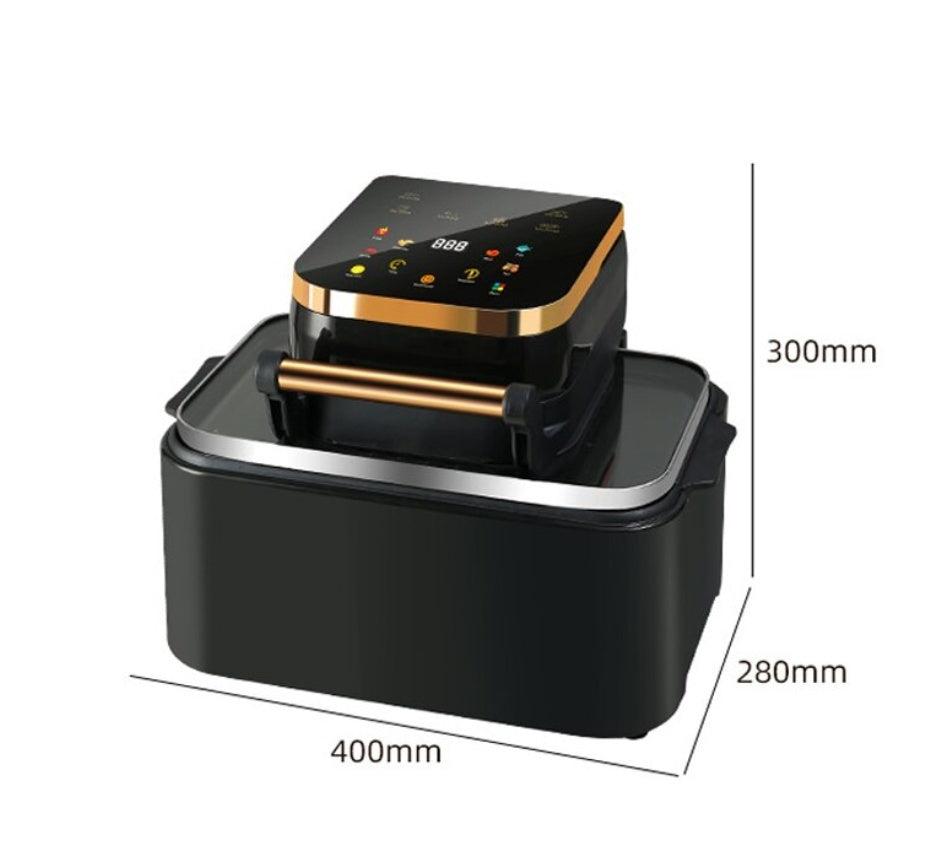Friteuza cu aer cald, 1700 W, 12L, display Digital, temperatura 200 °C, 6 programe, functii - prajire, coacere, rumenire, grill, vas detasabil, Negru