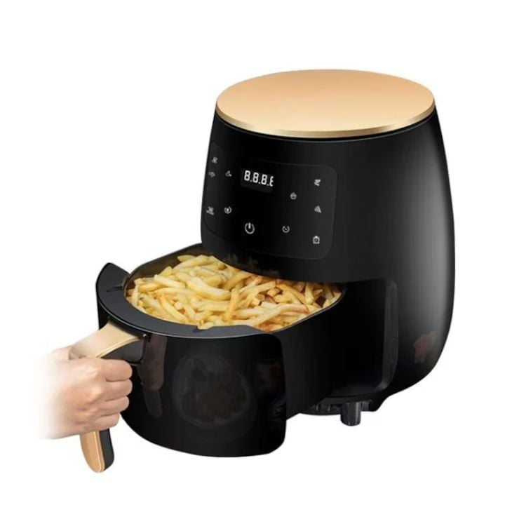 Friteuză fără Ulei cu Aer Cald, 2400W, 6L, LCD Touch, 6 Programe, Accesorii Incluse