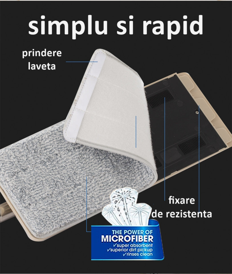 GALEATA CU MOP PLAT SI STORCATOR + 2 LAVETE MICROFIBRA