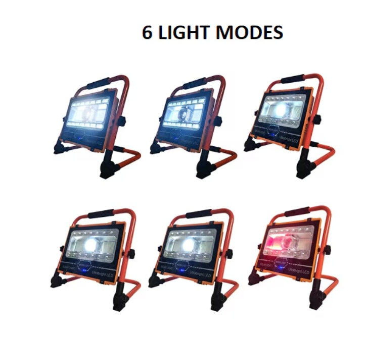 Lampa de Lucru, Incarcare Solara si USB-C, LED COB 150 W, 6 Moduri de Lumina, Portabil, Acumulator Integrat, Utilizabil Interior/ Exterior, Camping, Santier, Garaj, Service Auto si Alte Destinatii, Martor Luminos Baterie, Rotire 360°