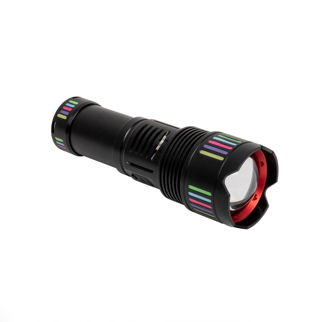 Lanterna de mana aluminiu,foarte puternica ,LED laser , 5 moduri de intensitate a luminii, USB