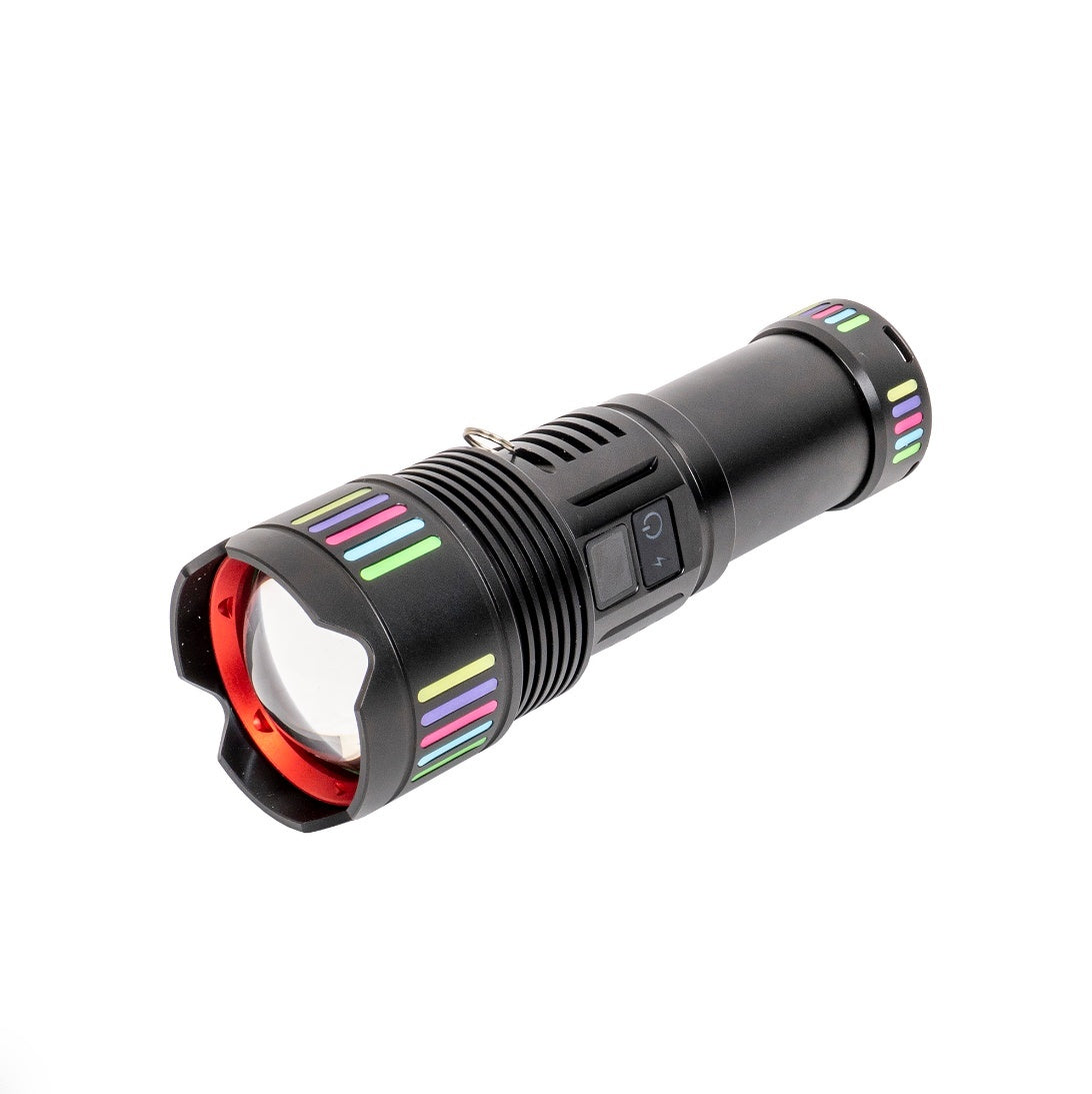 Lanterna de mana aluminiu,foarte puternica ,LED laser , 5 moduri de intensitate a luminii, USB