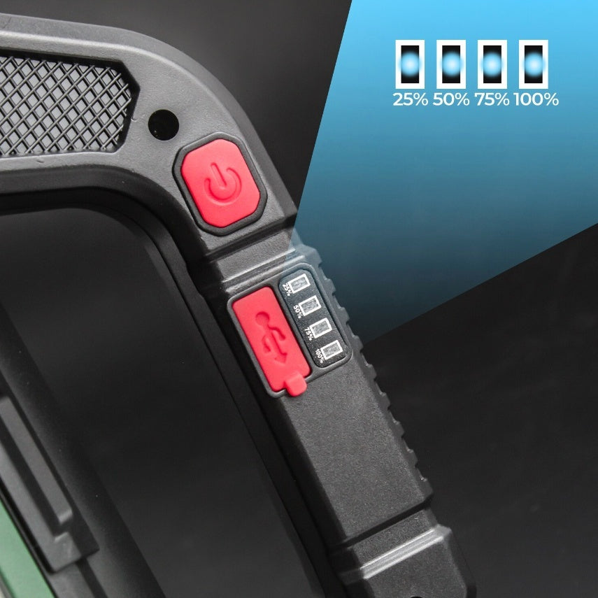 Lanterna Led 18W multifunctionala, Set Scule incluse, acumulator reincarcabil USB Type C, 5 moduri iluminare, avertizare luminoasa, leduri stare incarcare baterie, negru