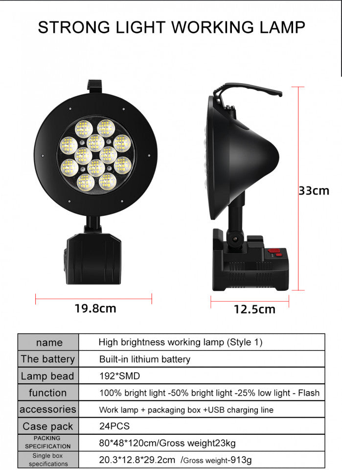 Lanterna Lucru Pliabila 100W 3000lm cu port USB si incarcare dispozitive