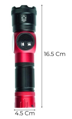 Lanternă puternica cu Zoom In/Out, 9 Moduri de Lumină Puternică, LED + COB, Carcasă din Aluminiu, Husă Gratuită
