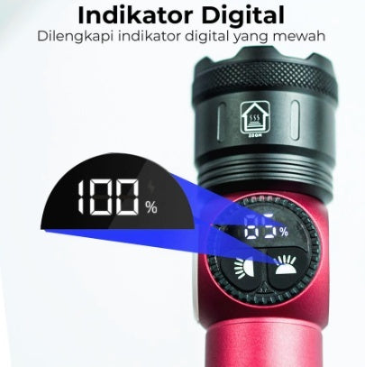 Lanternă puternica cu Zoom In/Out, 9 Moduri de Lumină Puternică, LED + COB, Carcasă din Aluminiu, Husă Gratuită