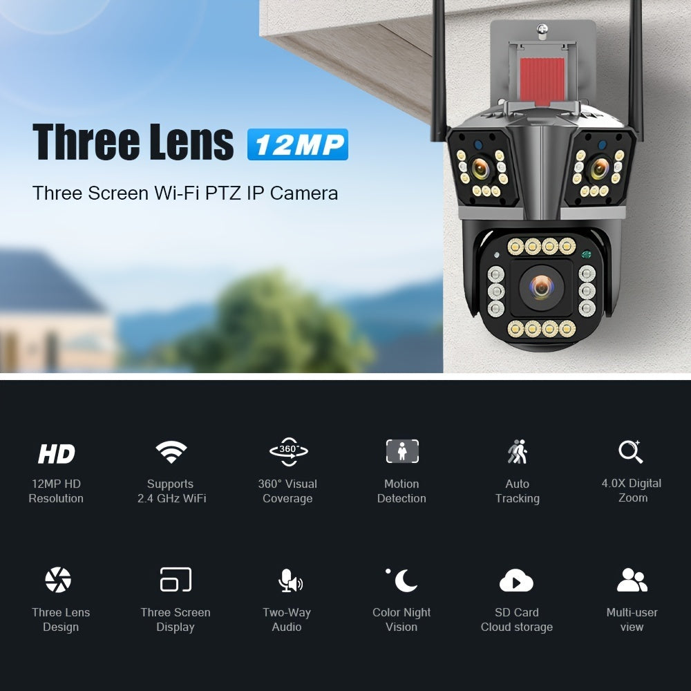 PACHET 2 X CAMERA SUPRAVEGHERE TRIPLA 9 MP WIFI + PORT UTP IPC360 HOME