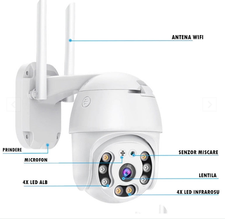 PACHET 4 CAMERE SUPRAVEGHERE WIFI AH-XM-A6 5MP, ICSEE, SENZOR MISCARE, CONECTARE WIFI / CABLU UTP