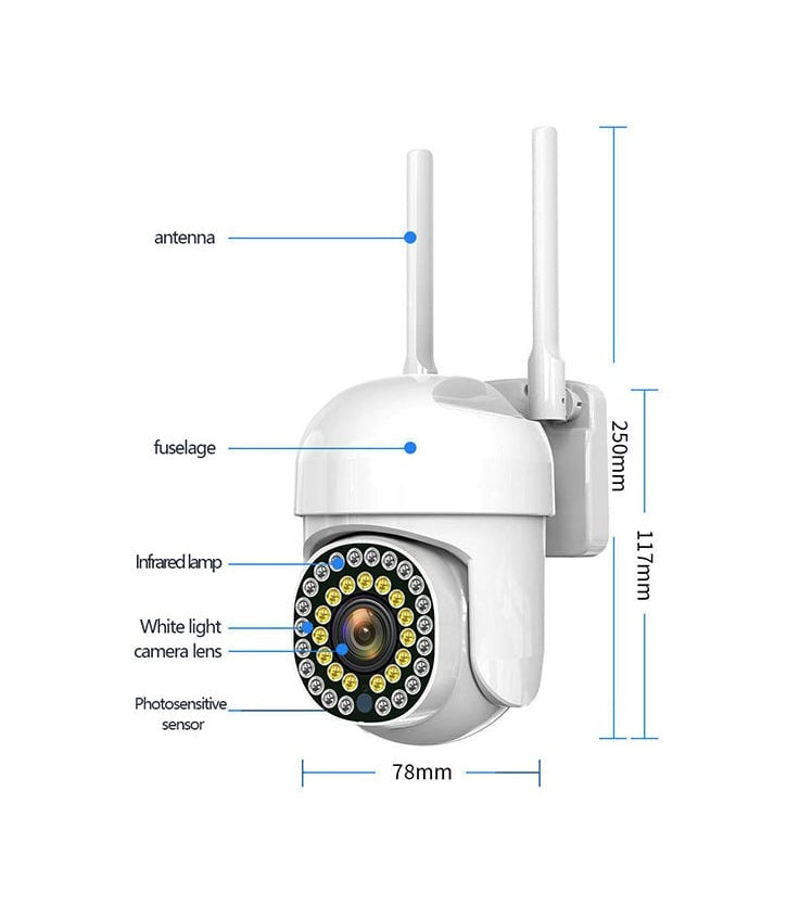 Pachet 4 x Cameră de Supraveghere Smart WIFI, 36 LED-uri, HD, IP66