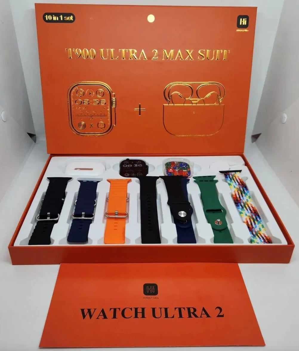 PACHET CEAS SMARTWATCH, ANDROID & IOS, 49MM, 7 CURELE + SET CASTI WIRELESS