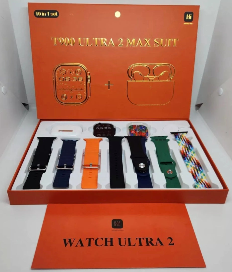 PACHET CEAS SMARTWATCH, ANDROID & IOS, 49MM, 7 CURELE + SET CASTI WIRELESS