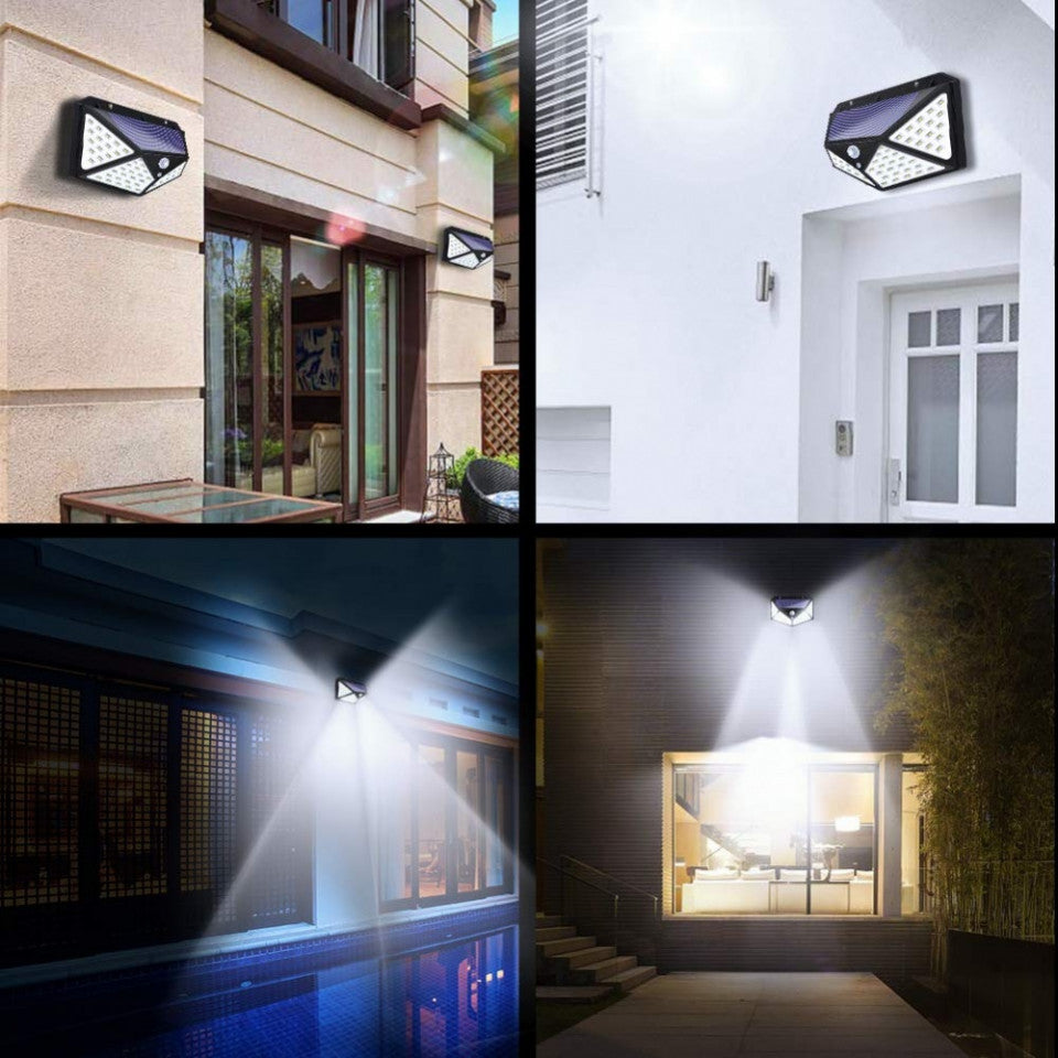 PACHET SET 8 LAMPI SOLARE 100 LED + LANTERNA CAP SENZOR MISCARE