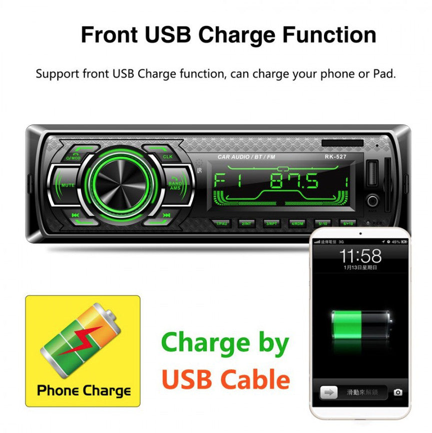 Radio MP3 auto 1403, Bluetooth, Auxiliar , Card Reader, USB, Telecomanda