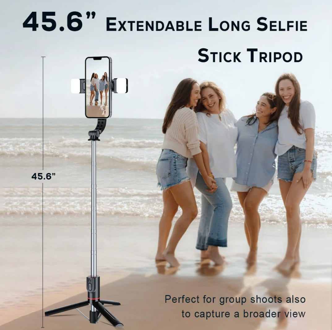 SELFIE STICK CU TELECOMANDA, LED-URI, INALTIME DE 115CM , CONECTARE TELEFON