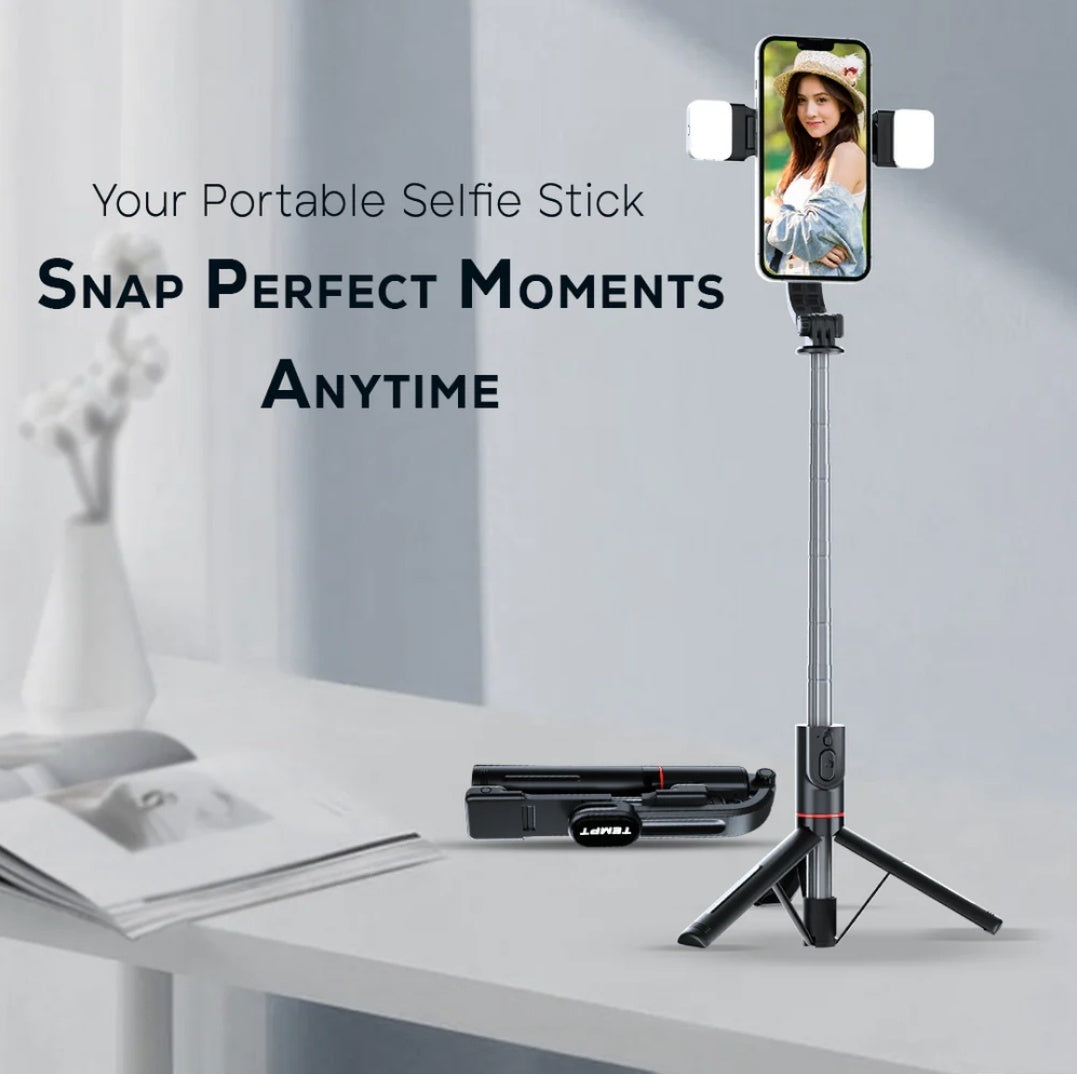 SELFIE STICK CU TELECOMANDA, LED-URI, INALTIME DE 115CM , CONECTARE TELEFON