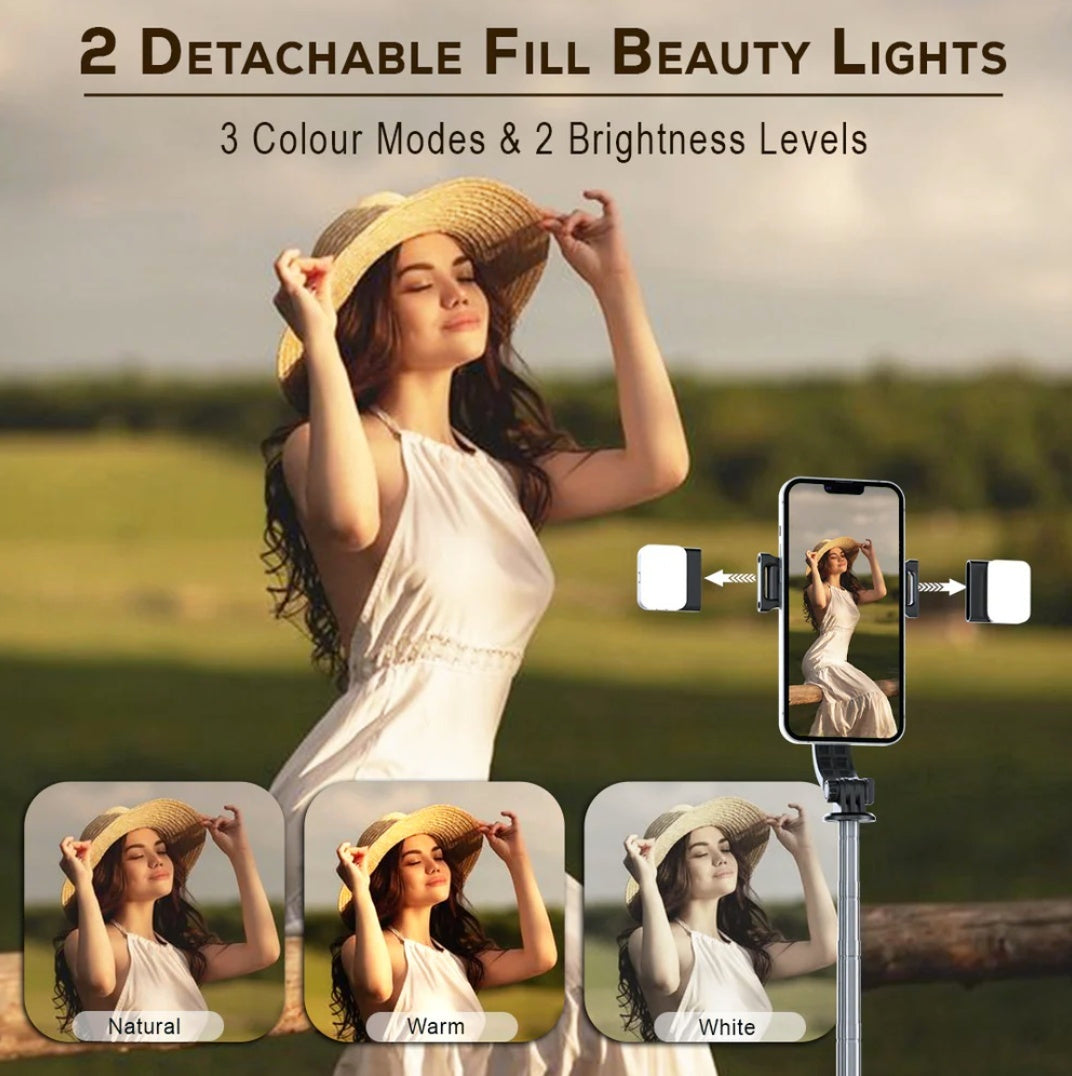 SELFIE STICK CU TELECOMANDA, LED-URI, INALTIME DE 115CM , CONECTARE TELEFON