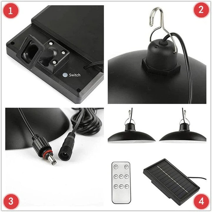 Set 2 Lampa Solara cu abajur de Interior/exterior cu telecomanda