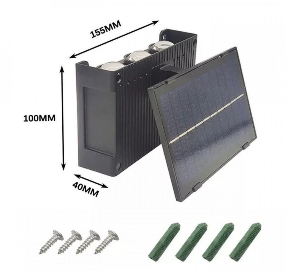 SET 2 LAMPI SOLARE BIDIRECTIONALE 4 LED ALB CALD